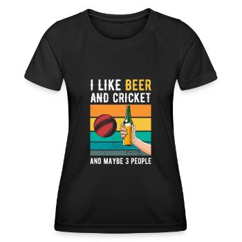 Cricket and Beer Retro Gift - Women's Functional T-Shirt - black - Front - AI Model Female 172 light (172cm)
