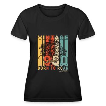 In August 1980 Vintage Lion Gift - Women's Functional T-Shirt - black - Front - AI Model Female 172 light (172cm)