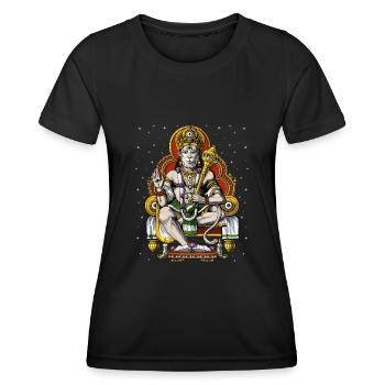 Psychedelischer Hindu-Gott Hanuman - Frauen Funktions-T-Shirt - Schwarz - Vorne - AI Model Female 172 light (172cm)