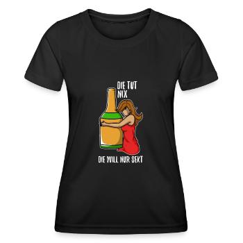 Die tut nix die will nur Sekt - Frauen Funktions-T-Shirt - Schwarz - Vorne - AI Model Female 172 light (172cm)