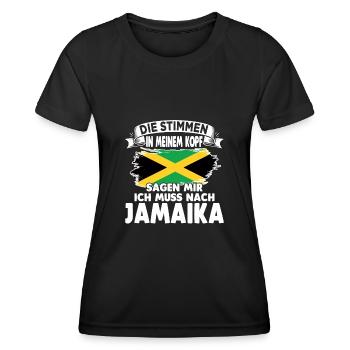 Jamaikaner Raggae Jamaika - Frauen Funktions-T-Shirt - Schwarz - Vorne - AI Model Female 172 light (172cm)