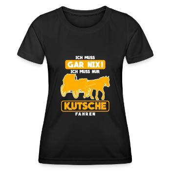 Kutsche Pferdekutsche Pferd Kutscher - Frauen Funktions-T-Shirt - Schwarz - Vorne - AI Model Female 172 light (172cm)
