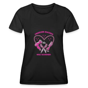 Friseure machen die Welt Schöner - Friseurin - Frauen Funktions-T-Shirt - Schwarz - Vorne - AI Model Female 172 light (172cm)