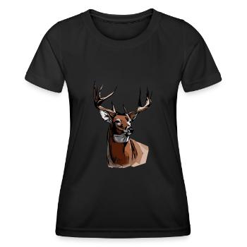 Deer hunting hunter Animal motif hunting motif Imprint - Women's Functional T-Shirt - black - Front - AI Model Female 172 light (172cm)
