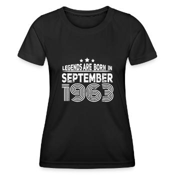 Born in September 1963 Vintage - Women's Functional T-Shirt - black - Front - AI Model Female 172 light (172cm)