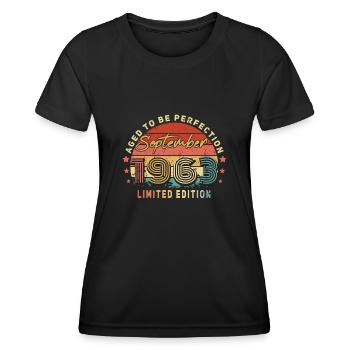 Born in September 1963 Vintage - Women's Functional T-Shirt - black - Front - AI Model Female 172 light (172cm)