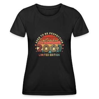 September 2001 Vintage Geschenkide - Frauen Funktions-T-Shirt - Schwarz - Vorne - AI Model Female 172 light (172cm)