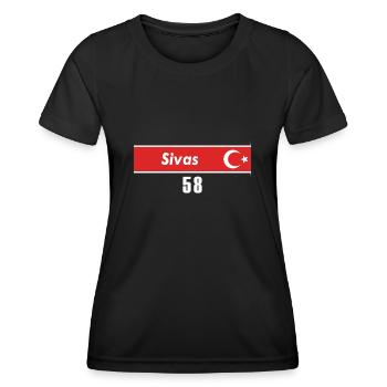 58 Sivas Türkisches Nummernschild als Geschenk - Frauen Funktions-T-Shirt - Schwarz - Vorne - AI Model Female 172 light (172cm)