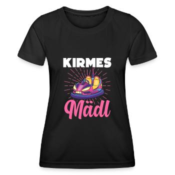 Kirmes Mädl Schausteller Jahrmarkt - Frauen Funktions-T-Shirt - Schwarz - Vorne - AI Model Female 172 light (172cm)