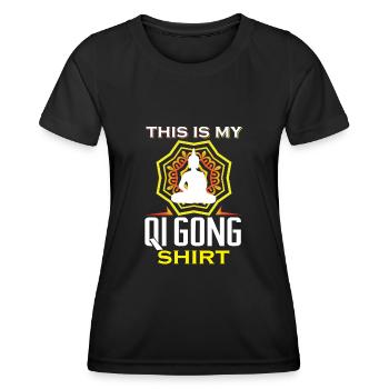 This is my Qi Gong Shirt - T-shirt sport Femme - noir - Devant - AI Model Female 172 light (172cm)