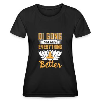 Qi Gong makes everything better - T-shirt sport Femme - noir - Devant - AI Model Female 172 light (172cm)