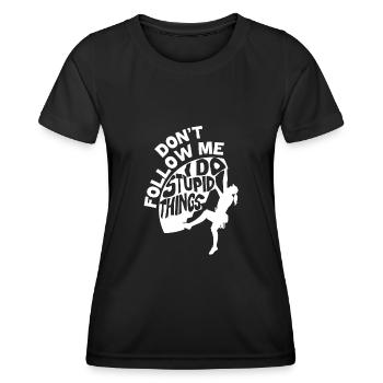 Kletterer Mountain Climbing Bouldering - Frauen Funktions-T-Shirt - Schwarz - Vorne - AI Model Female 172 light (172cm)