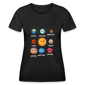 Planètes système solaire - T-shirt sport Femme - noir - Devant - AI Model Female 172 light (172cm)