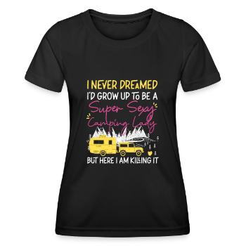 Super Sexy Camping Lady Motorhome - Frauen Funktions-T-Shirt - Schwarz - Vorne - AI Model Female 172 light (172cm)