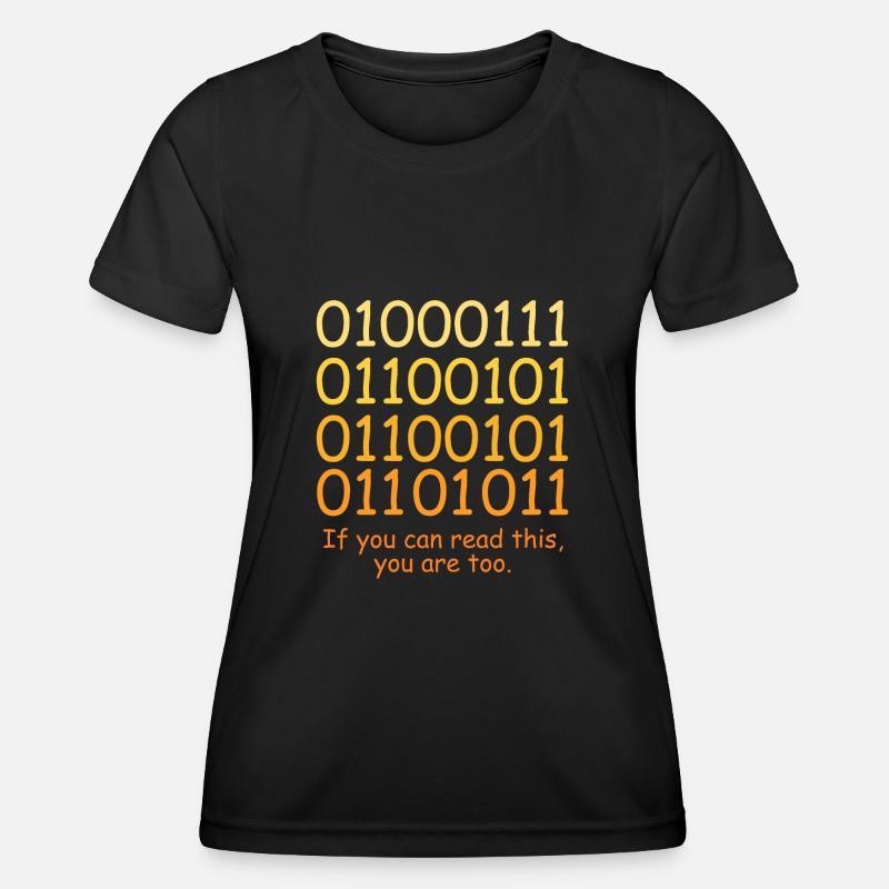 Funny Code Binary Code Design for Nerds Geeks - Women's Functional T-Shirt - black