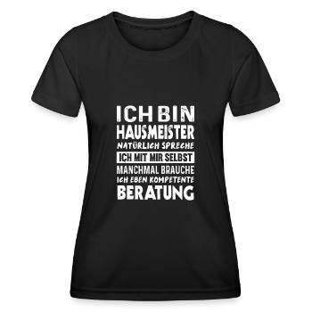 Hausmeister Kompetenz Lustiges Hauswart - Frauen Funktions-T-Shirt - Schwarz - Vorne - AI Model Female 172 light (172cm)