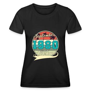 September 1980 Geschenkidee - Frauen Funktions-T-Shirt - Schwarz - Vorne - AI Model Female 172 light (172cm)
