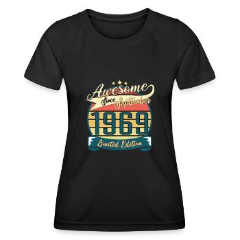 Né en septembre 1969 Vintage - T-shirt sport Femme - noir - Devant - AI Model Female 172 light (172cm)
