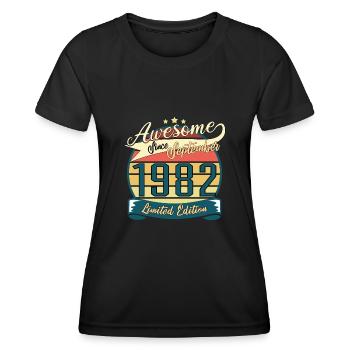 Cadeau vintage 1982 septembre - T-shirt sport Femme - noir - Devant - AI Model Female 172 light (172cm)