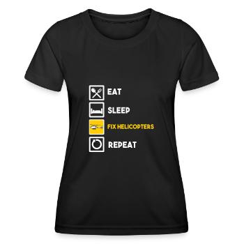 Hubschrauber Pilot Helicopter Geschenk Modellbau - Frauen Funktions-T-Shirt - Schwarz - Vorne - AI Model Female 172 light (172cm)