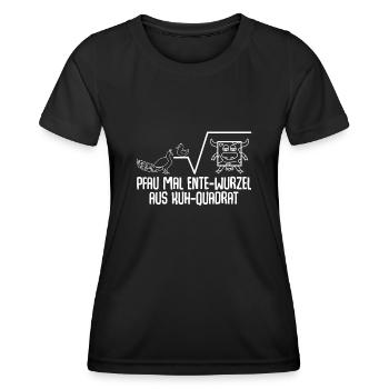 Pfau mal Ente-Wurzel Kuh-Quadrat Mathe - Frauen Funktions-T-Shirt - Schwarz - Vorne - AI Model Female 172 light (172cm)