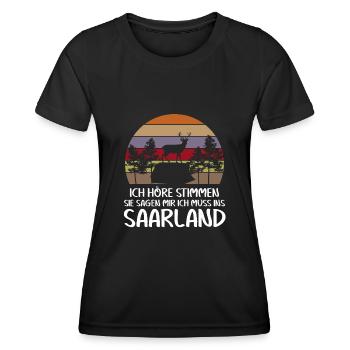 Saarländer Ich höre Stimmen Saarland - Frauen Funktions-T-Shirt - Schwarz - Vorne - AI Model Female 172 light (172cm)