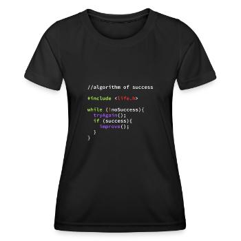 Informatiker Programmierer Coder Hacker Code - Frauen Funktions-T-Shirt - Schwarz - Vorne - AI Model Female 172 light (172cm)