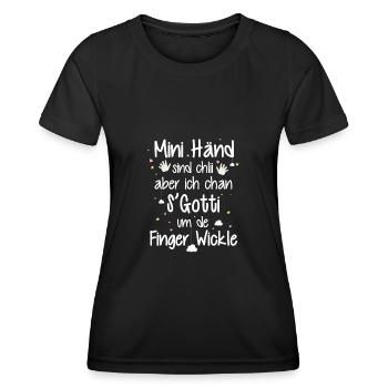 Ich Chan s Gotti um de Finger Wickle Taufgotti - Frauen Funktions-T-Shirt - Schwarz - Vorne - AI Model Female 172 light (172cm)