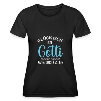 Glück Isch En Götti Wie Dich Zha Götti Fragen Göti - Frauen Funktions-T-Shirt - Schwarz - Vorne - AI Model Female 172 light (172cm)