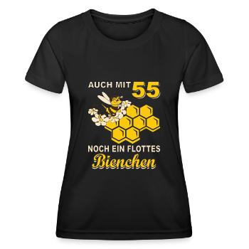 Auch mit 55 Flottes Bienchen Geburtstag Geschenk - Frauen Funktions-T-Shirt - Schwarz - Vorne - AI Model Female 172 light (172cm)
