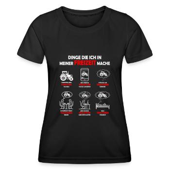 Dinge die ich in meiner Freizeit mache Traktoren - Frauen Funktions-T-Shirt - Schwarz - Vorne - AI Model Female 172 light (172cm)