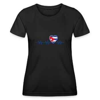 Cuba Coeur drapeau Pouls Cuban - T-shirt sport Femme - noir - Devant - AI Model Female 172 light (172cm)