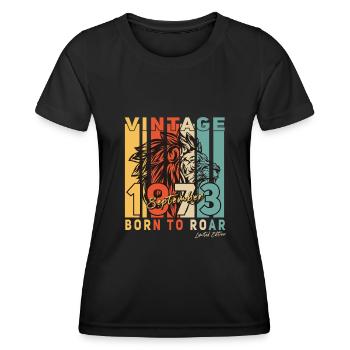 1973 In September Vintage Lion - Women's Functional T-Shirt - black - Front - AI Model Female 172 light (172cm)
