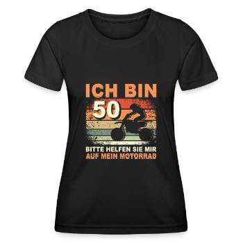Ich bin 50 Jahre Motorrad 50 Geburtstag Geschenk - Frauen Funktions-T-Shirt - Schwarz - Vorne - AI Model Female 172 light (172cm)