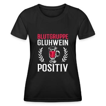 Blutgruppe Glühwein Positiv Weihnachtsdesign - Frauen Funktions-T-Shirt - Schwarz - Vorne - AI Model Female 172 light (172cm)