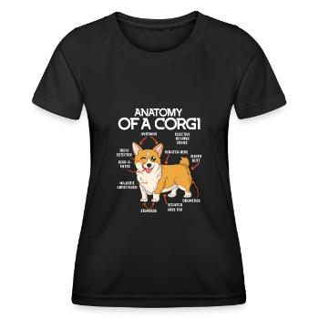 Dog Anatomy Welsh Corgi Dog Anatomy - Women's Functional T-Shirt - black - Front - AI Model Female 172 light (172cm)