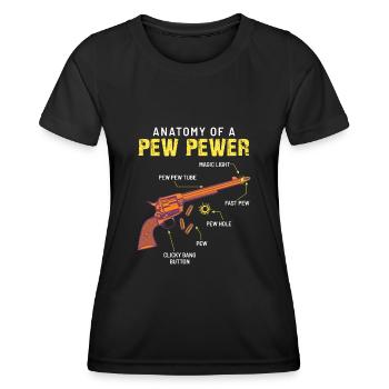 Arme de poing arme d’anatomie Pew Pewer - T-shirt sport Femme - noir - Devant - AI Model Female 172 light (172cm)