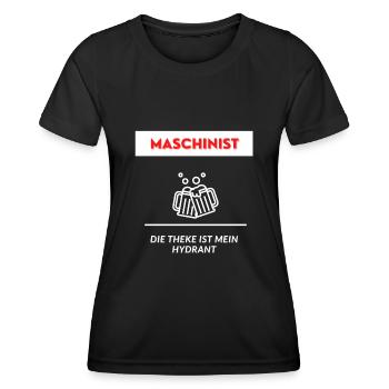 Maschinist Freiwillige Feuerwehr Saufen Geschenk - Frauen Funktions-T-Shirt - Schwarz - Vorne - AI Model Female 172 light (172cm)
