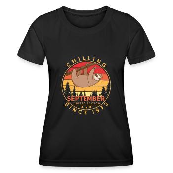 Born in 1973 September Vintage Gift Idea - Women's Functional T-Shirt - black - Front - AI Model Female 172 light (172cm)