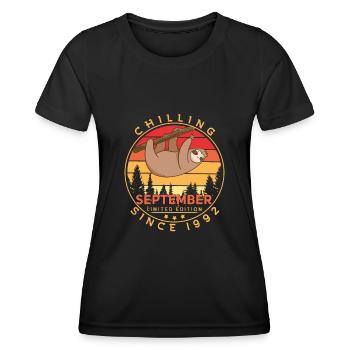 1992 Septembre Paresseux Rétro - T-shirt sport Femme - noir - Devant - AI Model Female 172 light (172cm)
