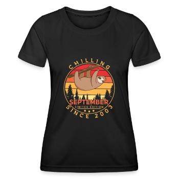 2003 Im September Faultier Retro - Frauen Funktions-T-Shirt - Schwarz - Vorne - AI Model Female 172 light (172cm)