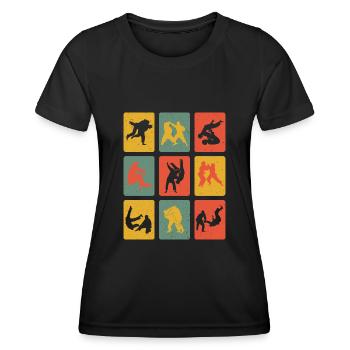Judo Retro Judoist Judoka Fighter - Women's Functional T-Shirt - black - Front - AI Model Female 172 light (172cm)
