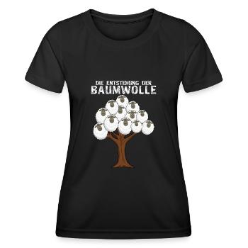 Schaf Baumwolle Witz Schafe - Frauen Funktions-T-Shirt - Schwarz - Vorne - AI Model Female 172 light (172cm)
