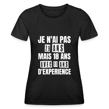 Cadeau d'anniversaire 29 ans - T-shirt sport Femme - noir - Devant - AI Model Female 172 light (172cm)