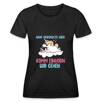 Unicorn Only Crazy Here Unicorn Panda - Frauen Funktions-T-Shirt - Schwarz - Vorne - AI Model Female 172 light (172cm)