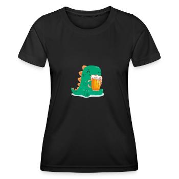 Beer Gift with Dino - Women's Functional T-Shirt - black - Front - AI Model Female 172 light (172cm)