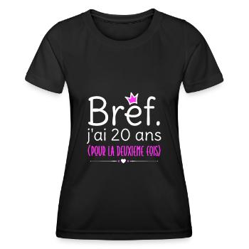 Cadeau d'anniversaire femme 40 ans - T-shirt sport Femme - noir - Devant - AI Model Female 172 light (172cm)