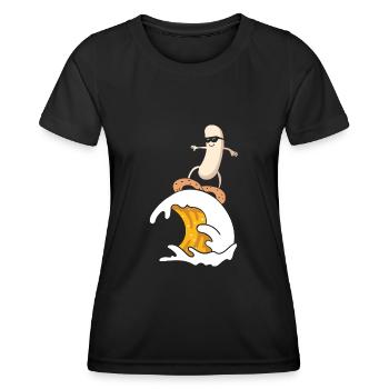 Weißwurst Bierwelle Wurstsurfer Surfen Bier - Frauen Funktions-T-Shirt - Schwarz - Vorne - AI Model Female 172 light (172cm)