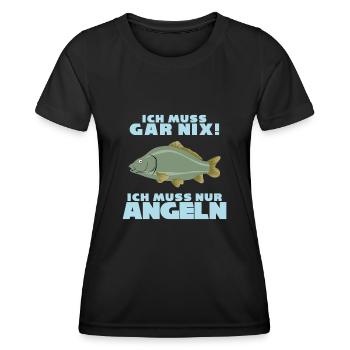 Angeln Fischer Fischen Angel Angler - Frauen Funktions-T-Shirt - Schwarz - Vorne - AI Model Female 172 light (172cm)