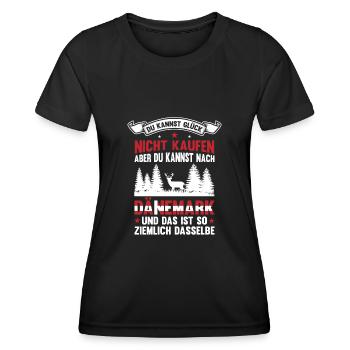 Dänemark Glück Flagge Skandinavien - Frauen Funktions-T-Shirt - Schwarz - Vorne - AI Model Female 172 light (172cm)